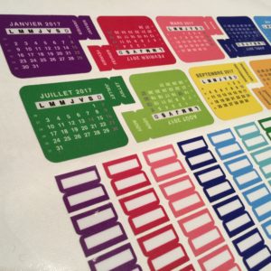 Calendrier 2017 et onglets autocollants pour votre bullet journal